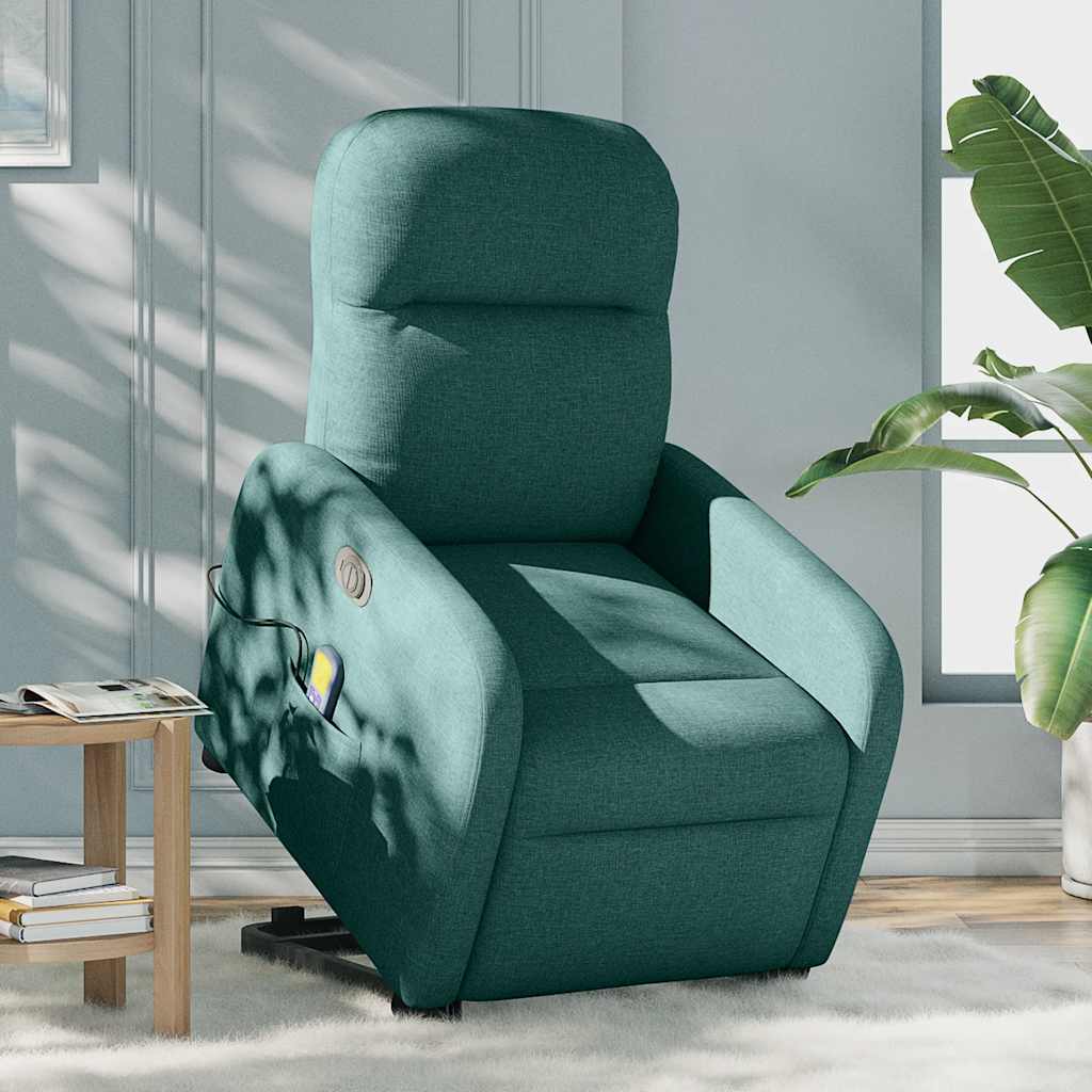 Fauteuil inclinable de massage électrique Vert foncé Tissu