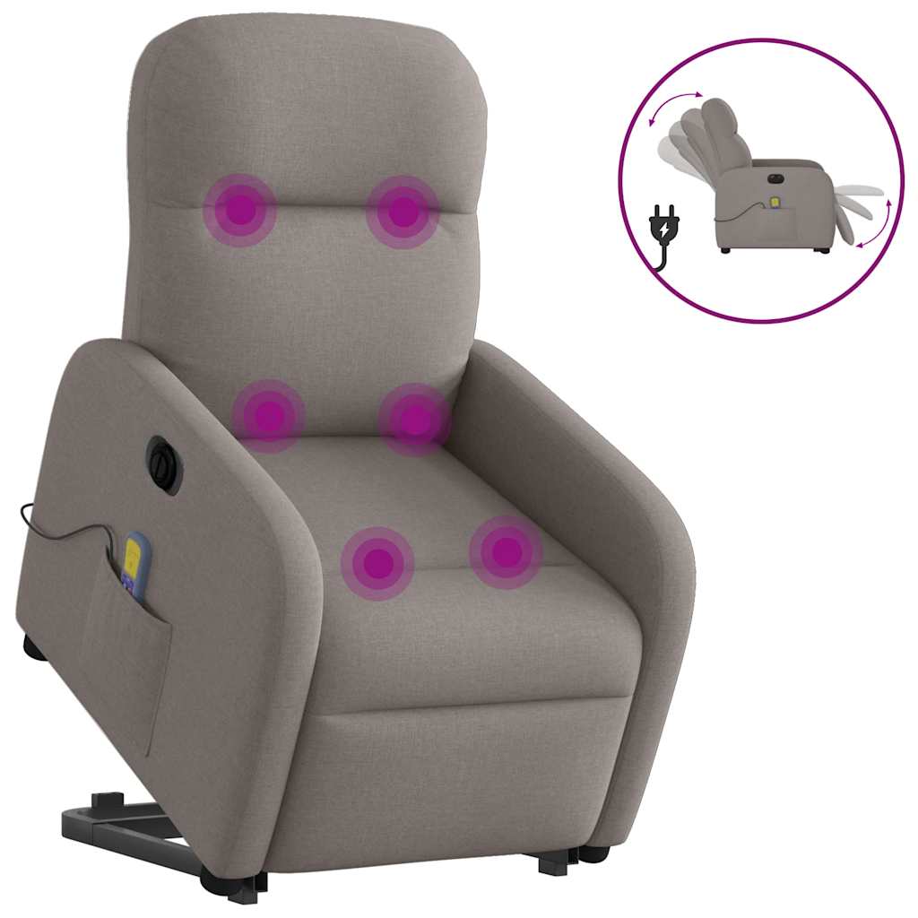 Fauteuil inclinable de massage électrique Taupe Tissu