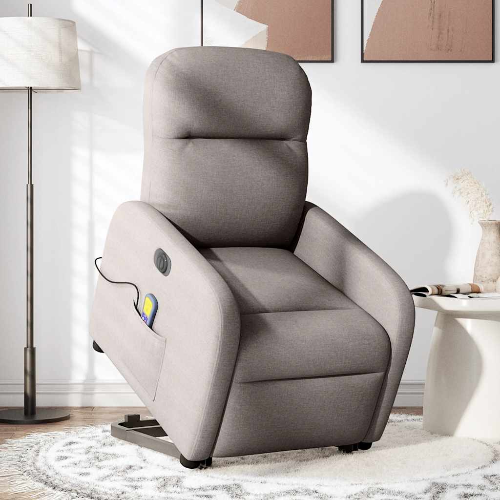 Fauteuil inclinable de massage électrique Taupe Tissu
