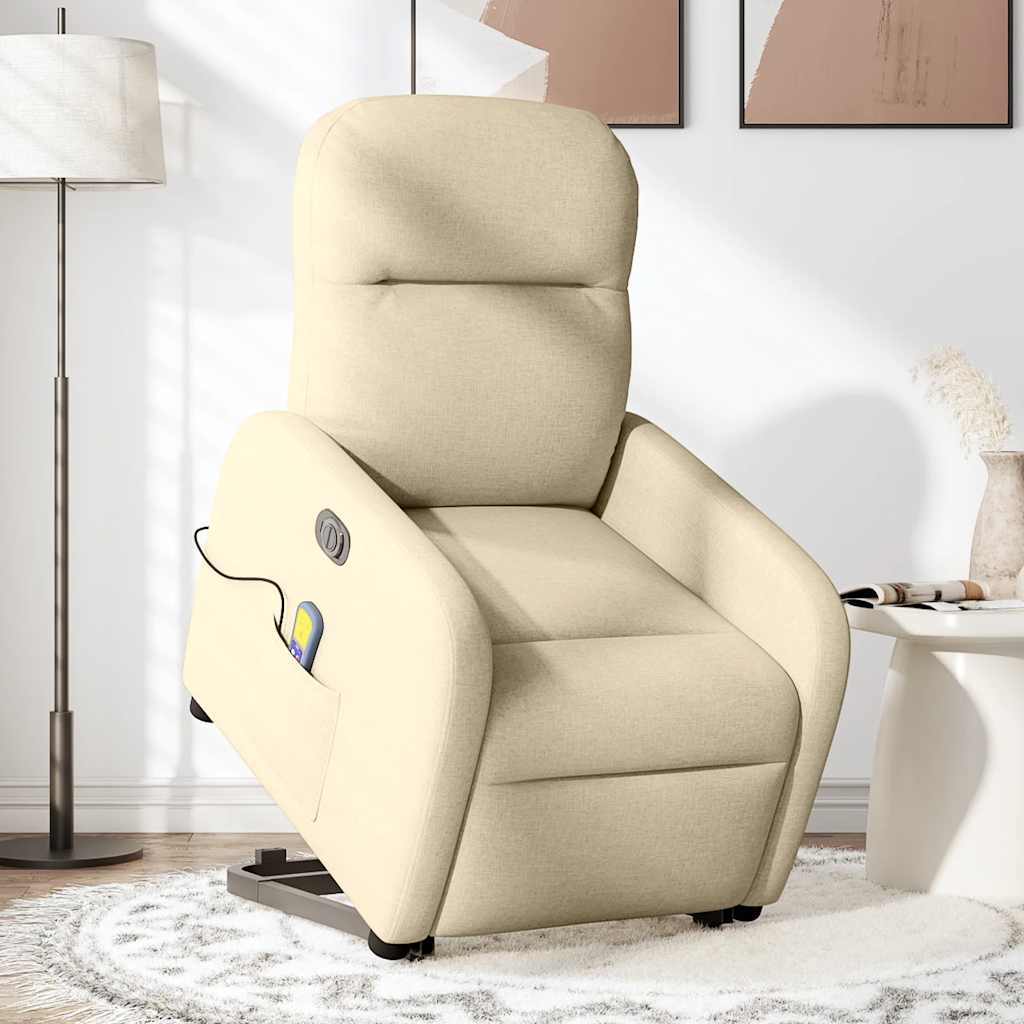 Fauteuil inclinable de massage électrique Crème Tissu