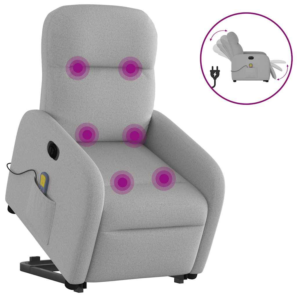 Fauteuil inclinable de massage électrique gris nuage tissu