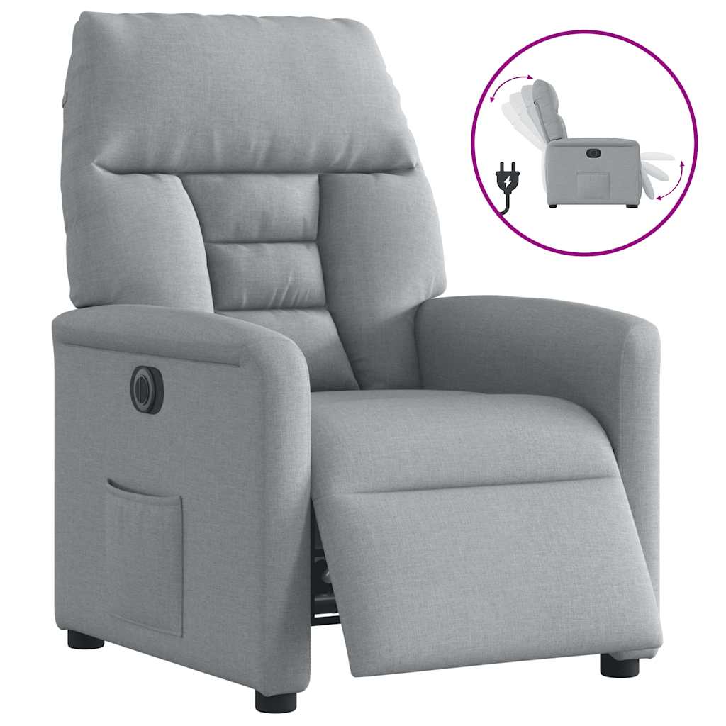 Fauteuil inclinable électrique Gris clair Tissu