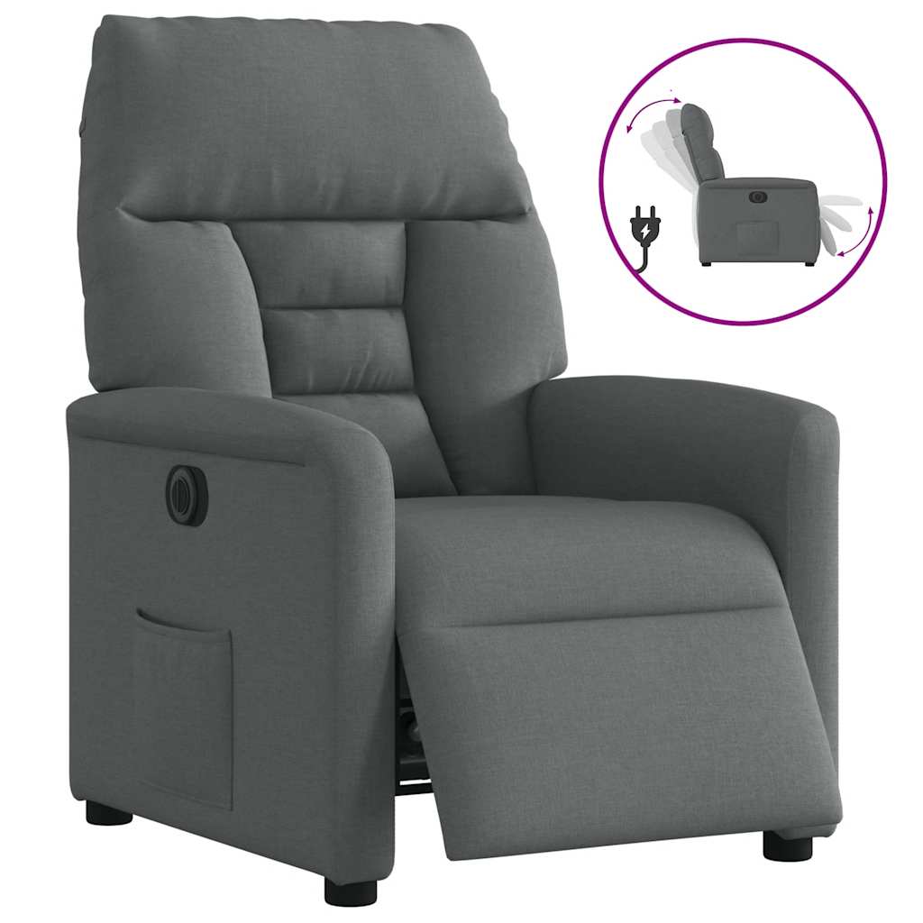 Fauteuil inclinable électrique Gris foncé Tissu