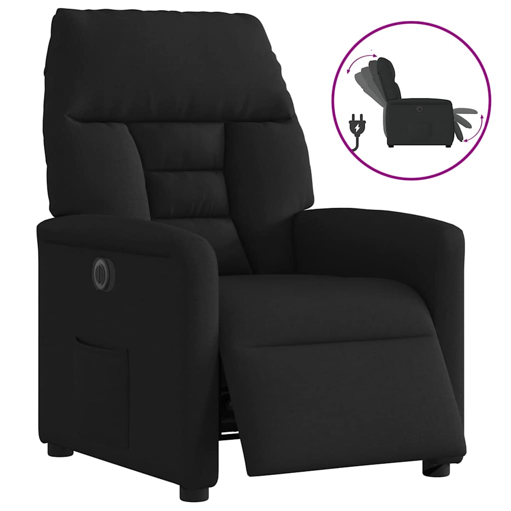 Fauteuil inclinable électrique Noir Tissu