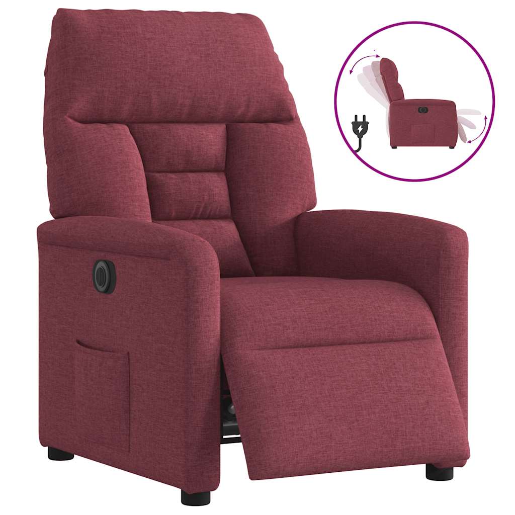 Fauteuil inclinable électrique Rouge bordeaux Tissu