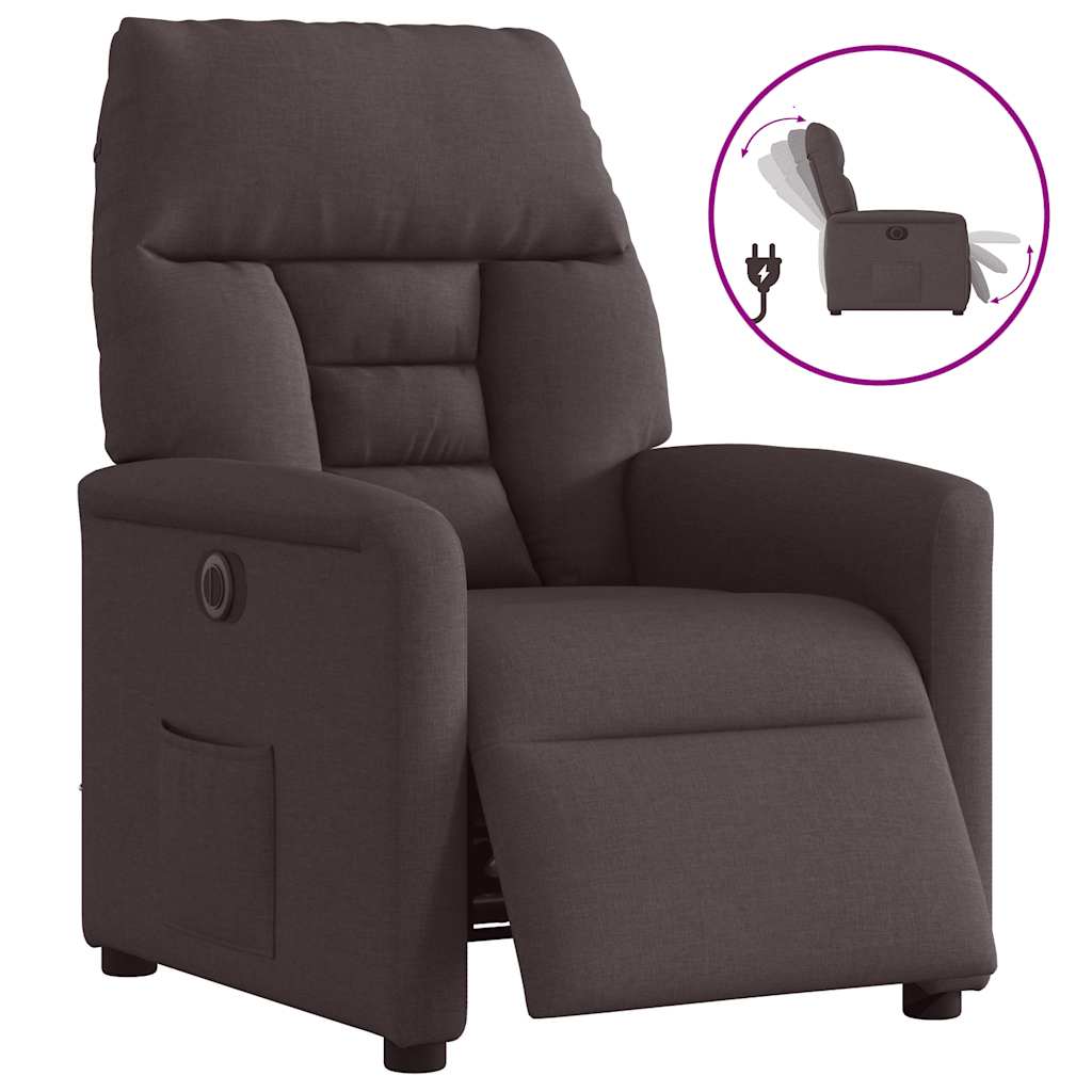 Fauteuil inclinable électrique Marron foncé Tissu