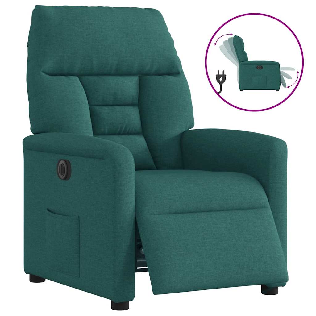 Fauteuil inclinable électrique Vert foncé Tissu