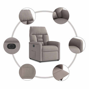 Fauteuil inclinable électrique Taupe Tissu