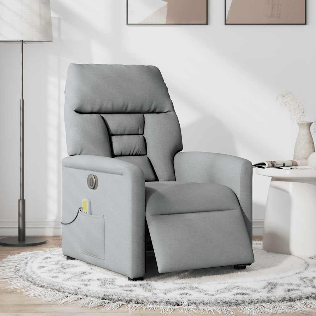Fauteuil de massage inclinable électrique gris clair tissu