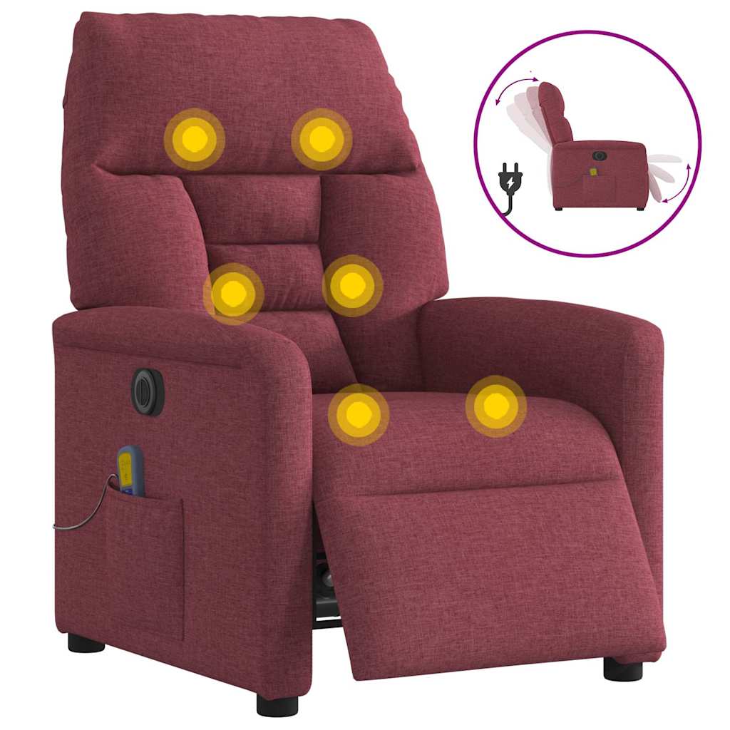 Fauteuil de massage inclinable électrique Rouge bordeaux Tissu