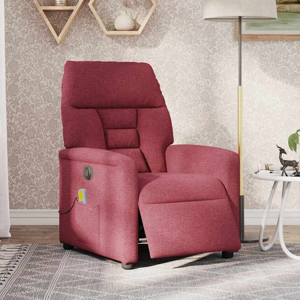 Fauteuil de massage inclinable électrique Rouge bordeaux Tissu
