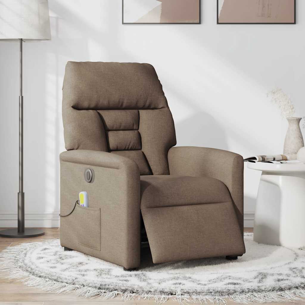 Fauteuil inclinable de massage électrique marron tissu