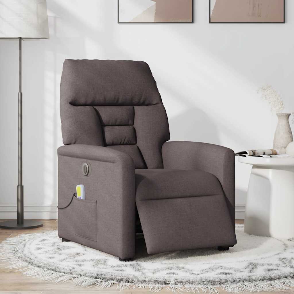 Fauteuil de massage inclinable électrique Marron foncé Tissu