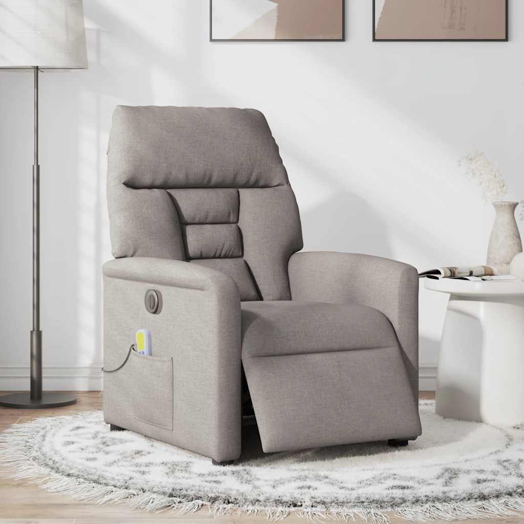 Fauteuil de massage inclinable électrique Taupe Tissu