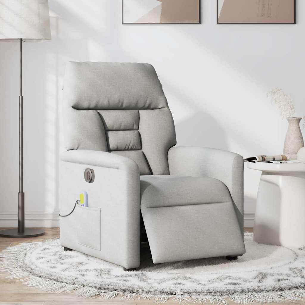 Fauteuil de massage inclinable électrique gris nuage tissu