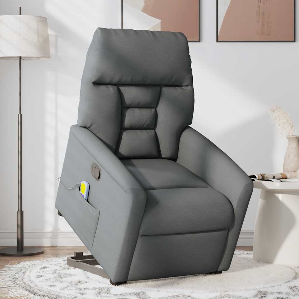 Fauteuil de massage inclinable Gris foncé Tissu