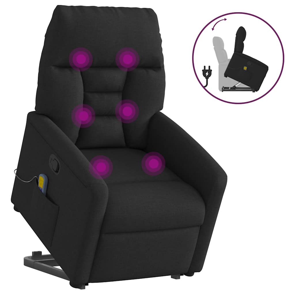 Fauteuil de massage inclinable Noir Tissu
