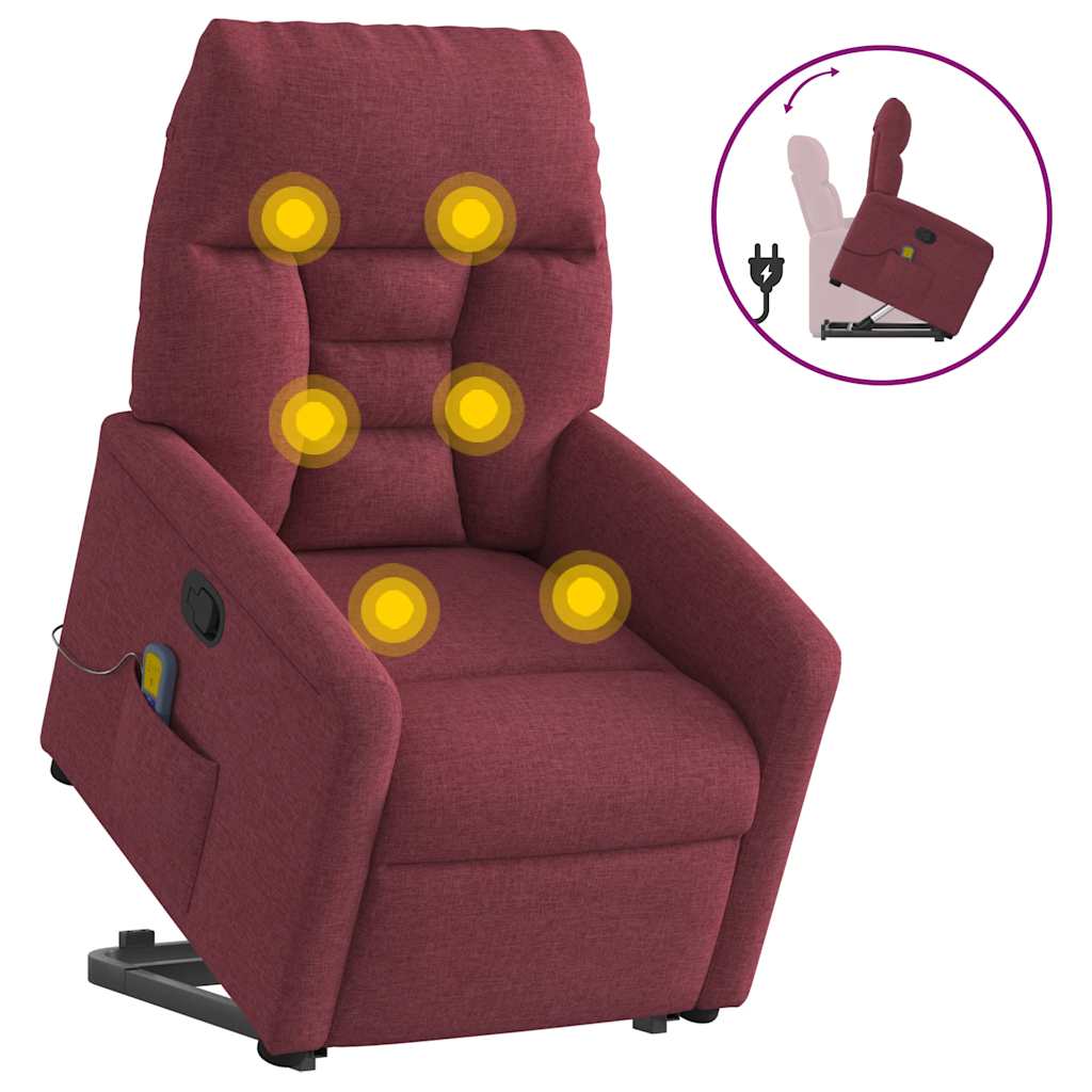 Fauteuil inclinable de massage Rouge bordeaux Tissu