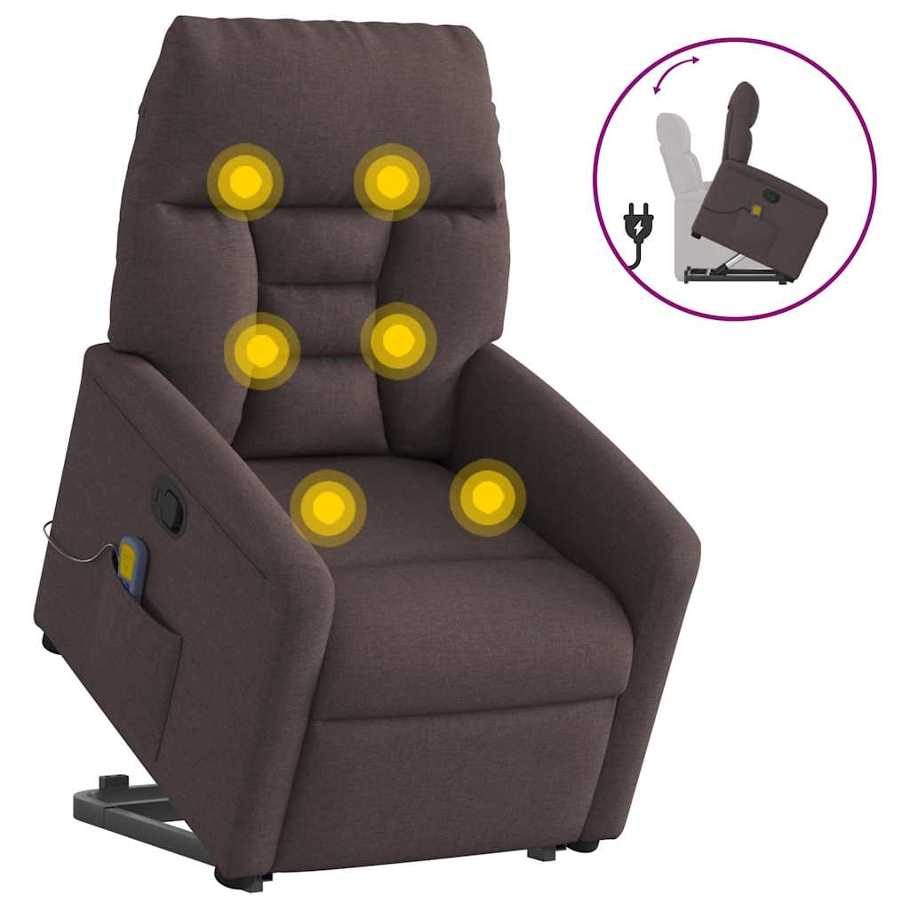 Fauteuil inclinable de massage Marron foncé Tissu