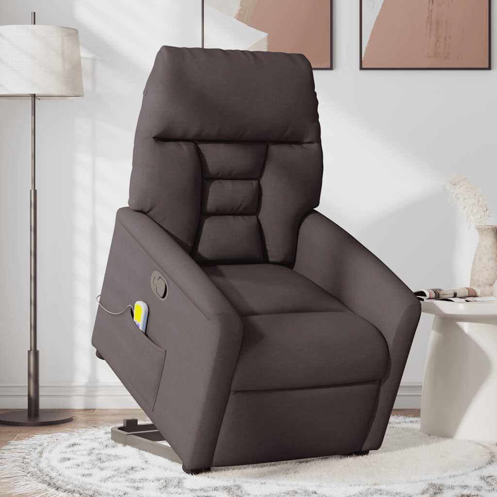Fauteuil inclinable de massage Marron foncé Tissu
