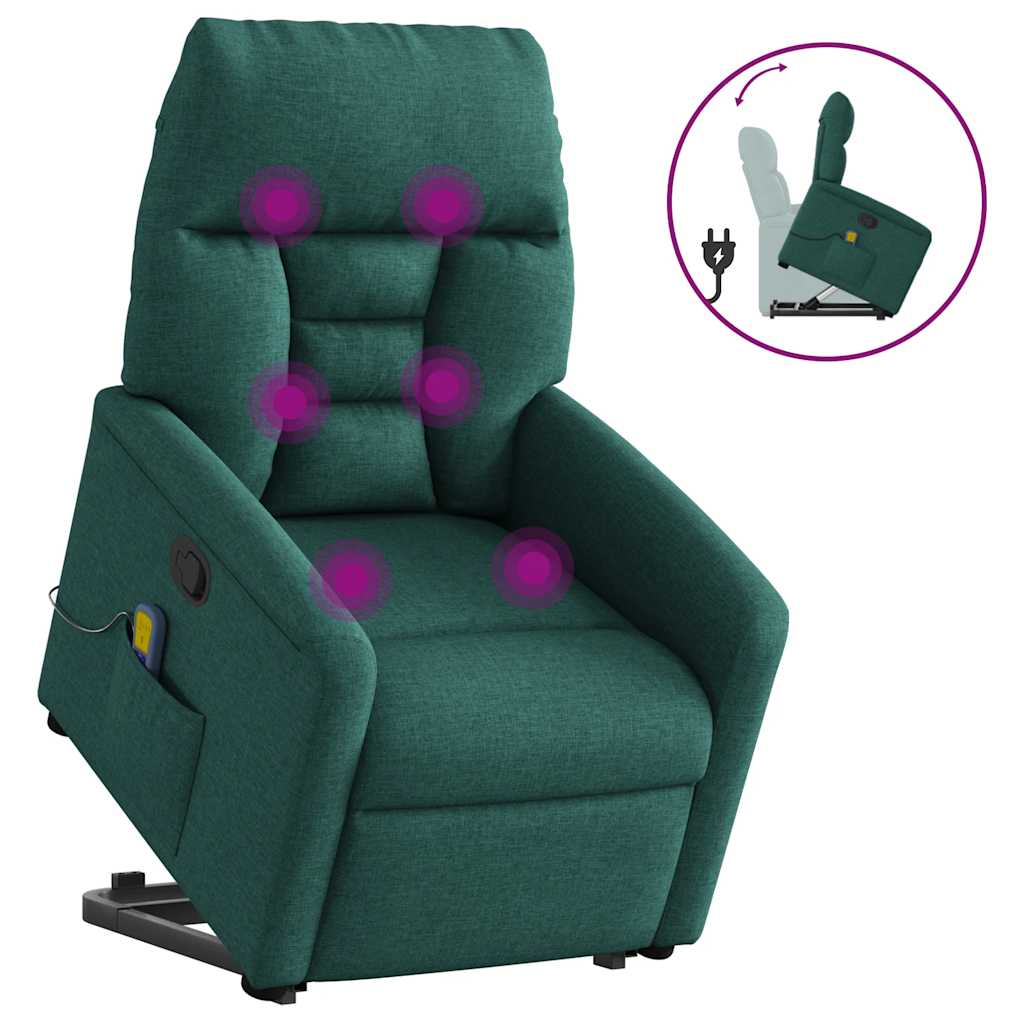 Fauteuil inclinable de massage Vert foncé Tissu