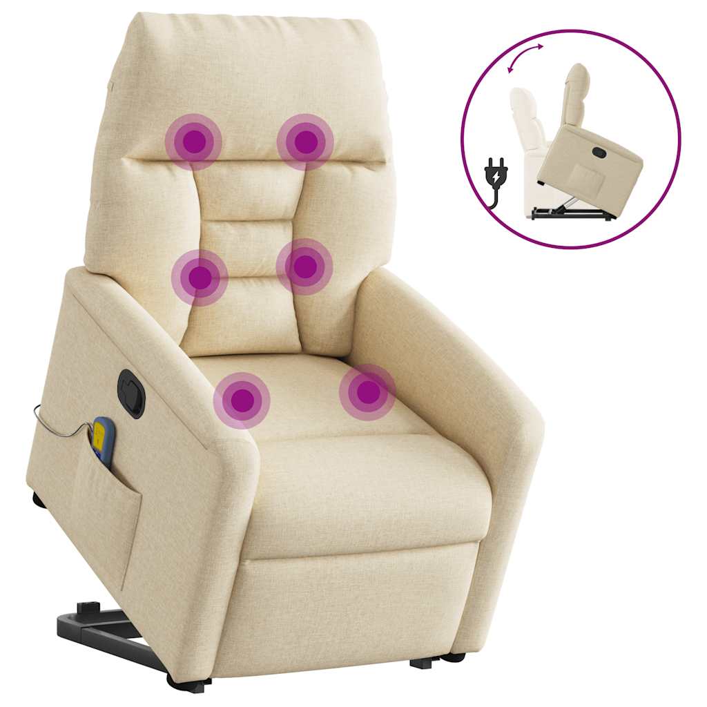 Fauteuil inclinable de massage Crème Tissu