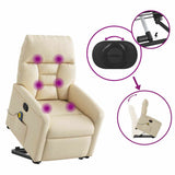 Fauteuil inclinable de massage Crème Tissu