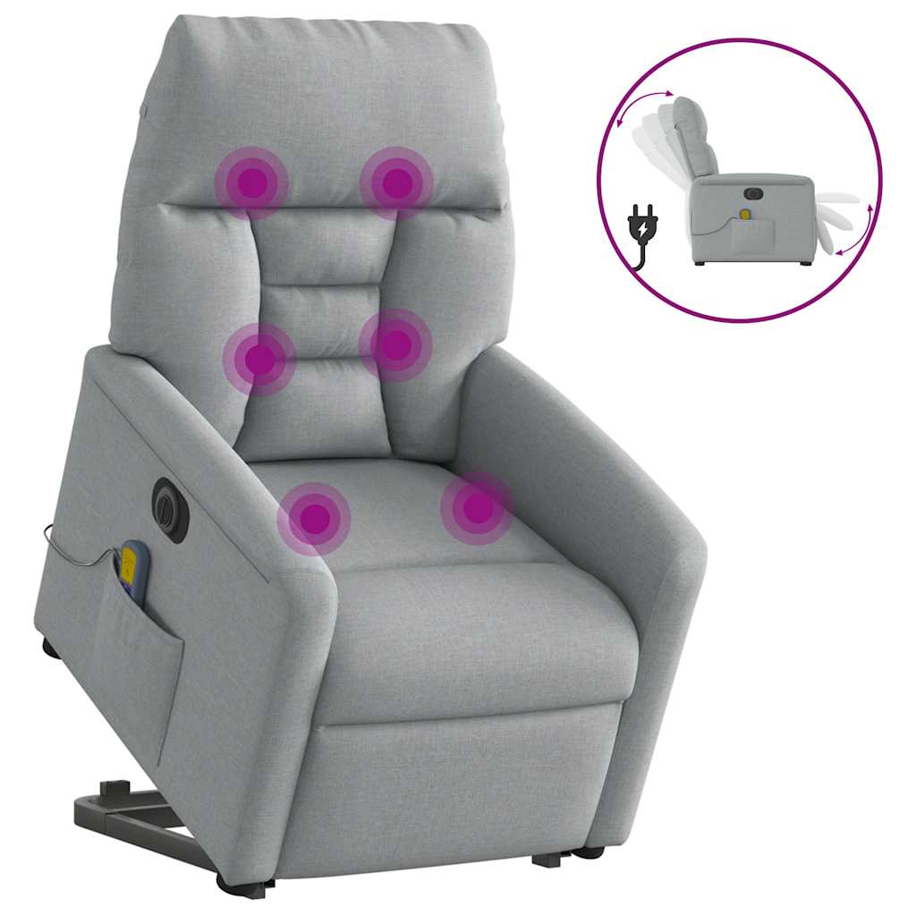 Fauteuil inclinable de massage électrique Gris clair Tissu