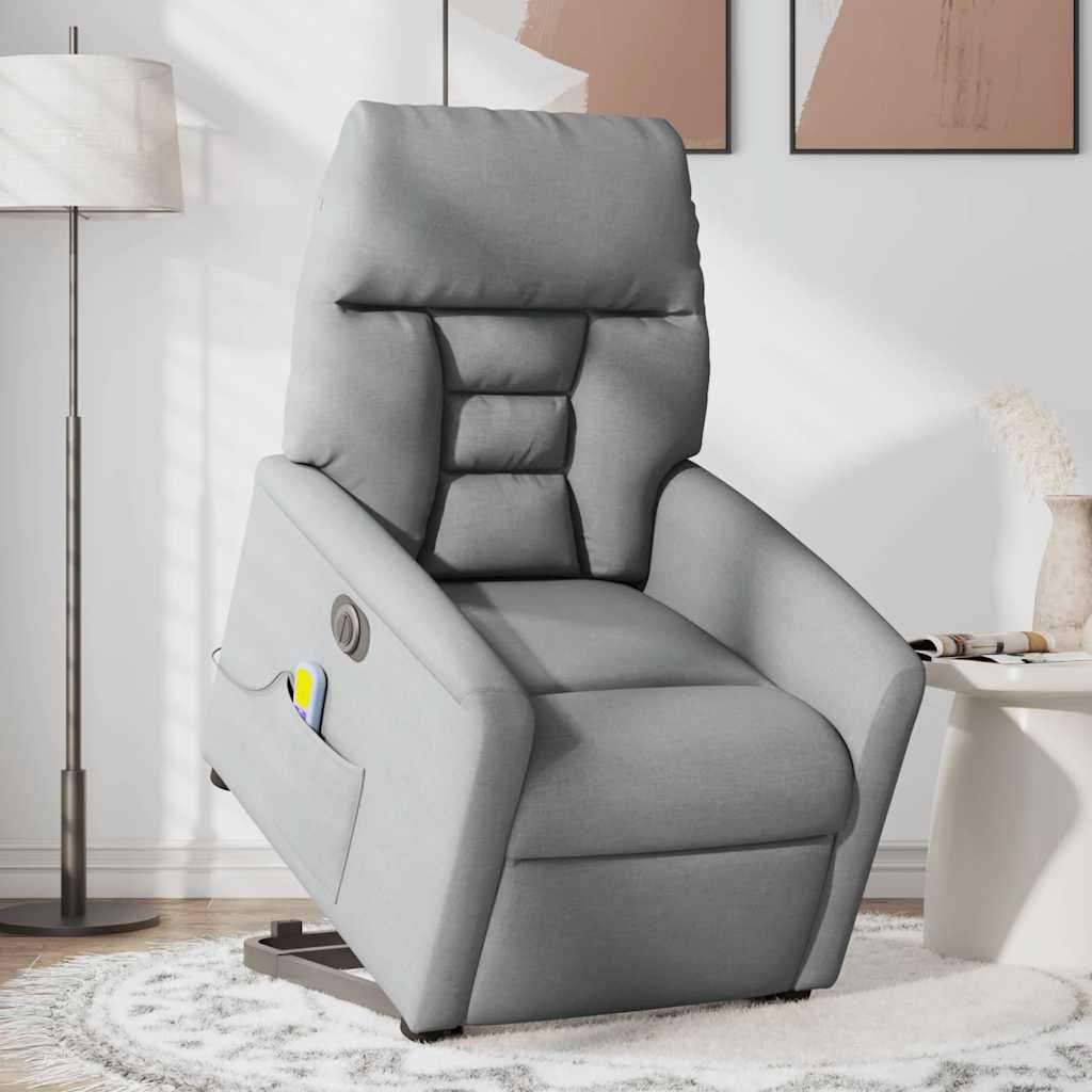 Fauteuil inclinable de massage électrique Gris clair Tissu