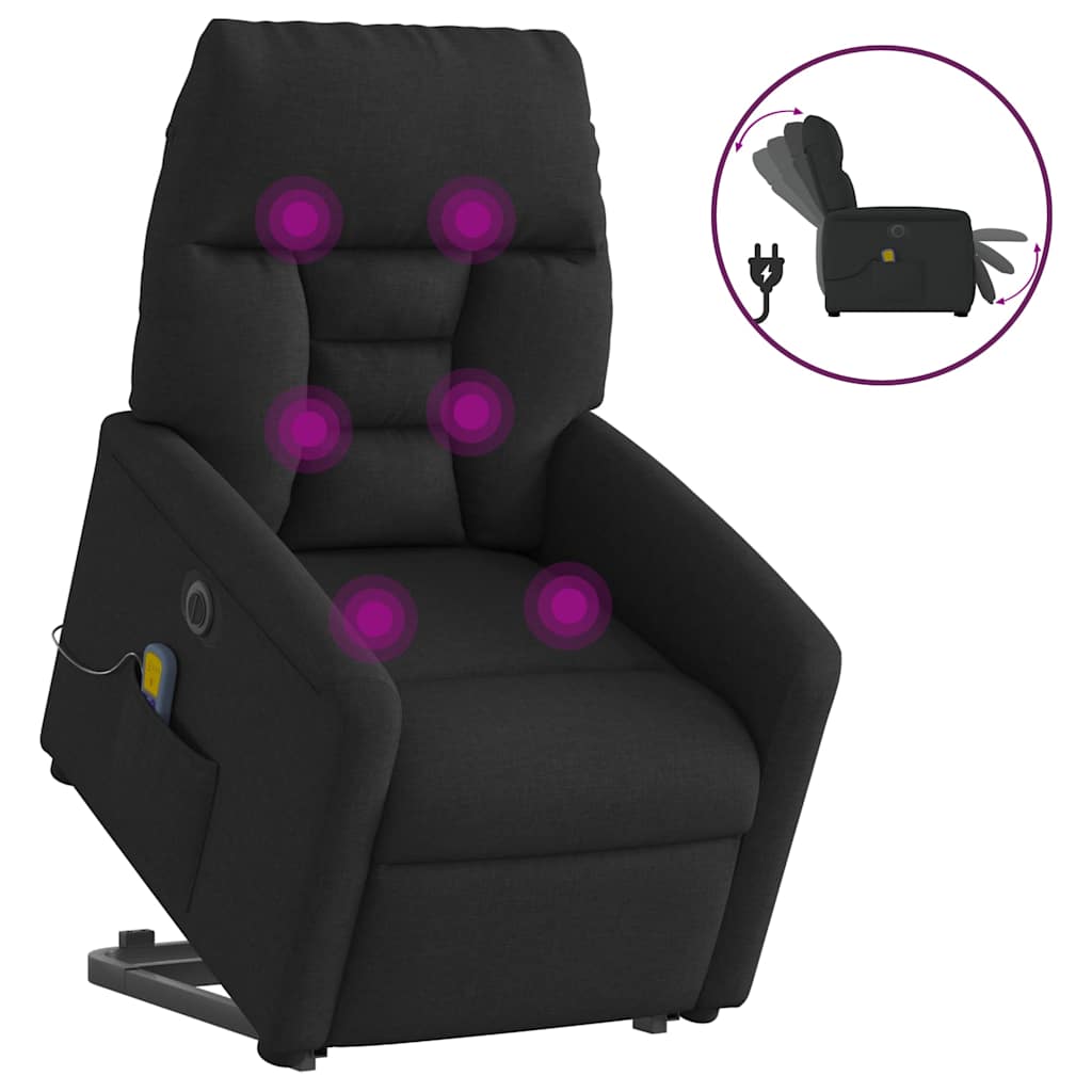 Fauteuil inclinable de massage électrique Noir Tissu