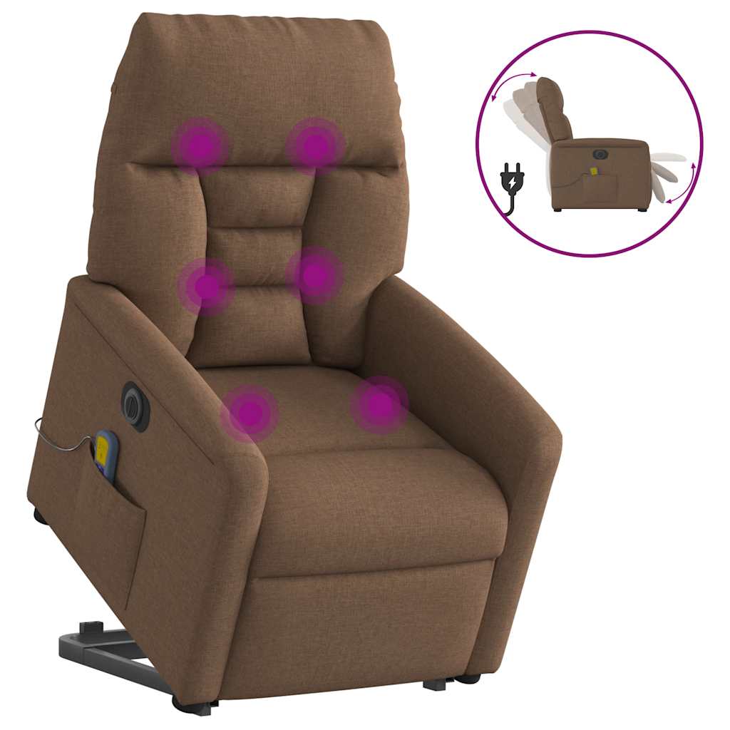 Fauteuil inclinable de massage électrique Marron Tissu