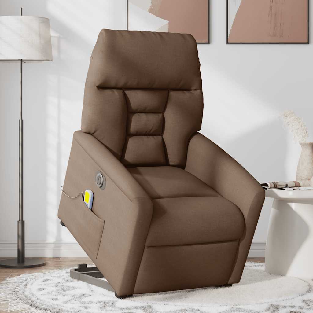 Fauteuil inclinable de massage électrique Marron Tissu