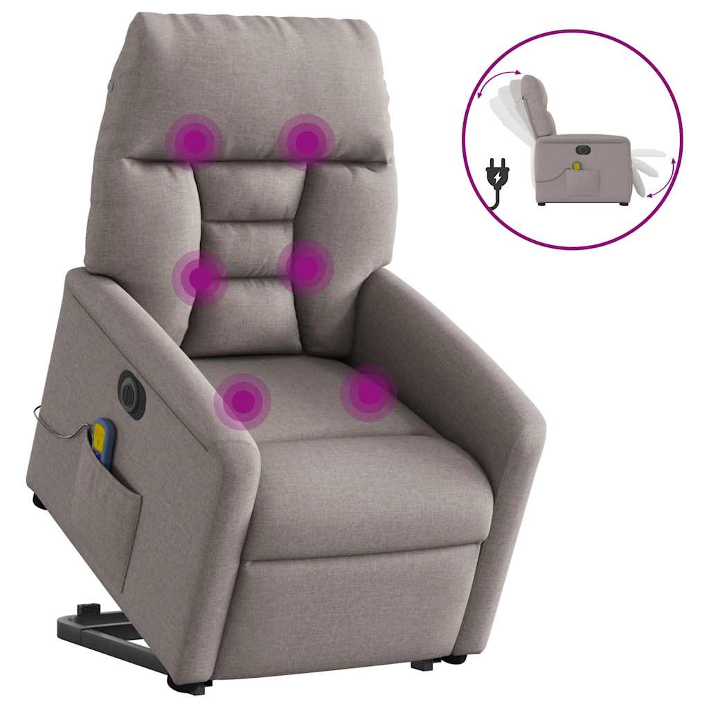 Fauteuil inclinable de massage électrique Taupe Tissu