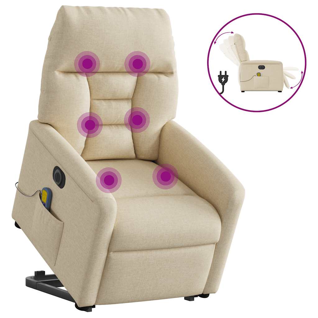 Fauteuil inclinable de massage électrique Crème Tissu
