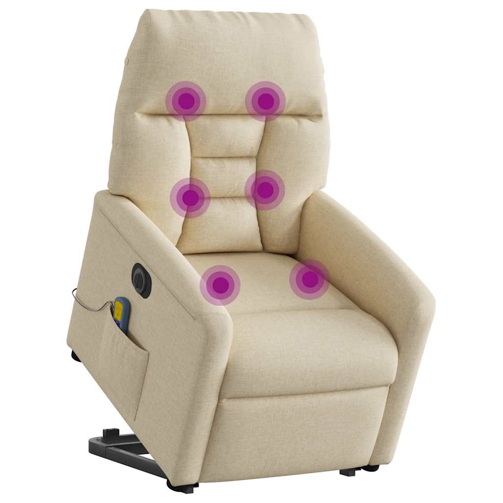 Fauteuil inclinable de massage électrique Crème Tissu