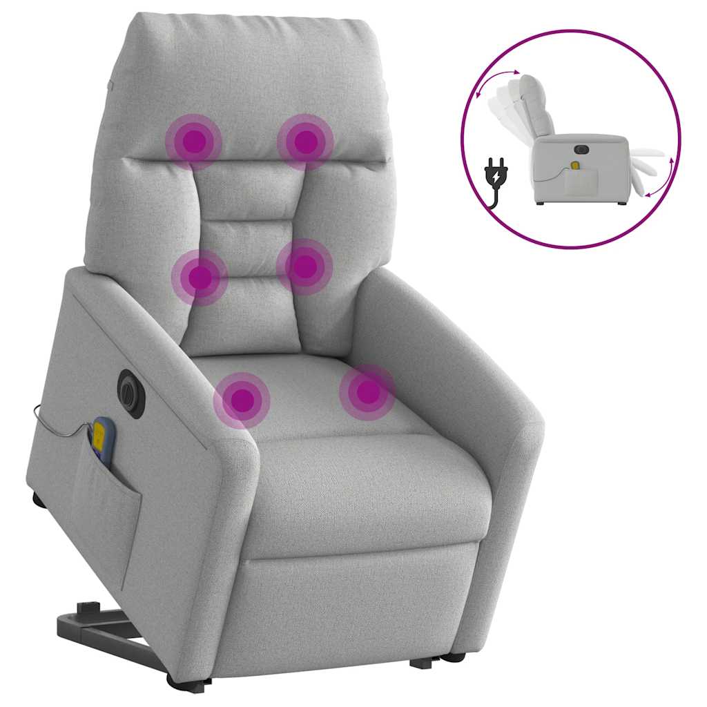 Fauteuil inclinable de massage électrique gris nuage tissu