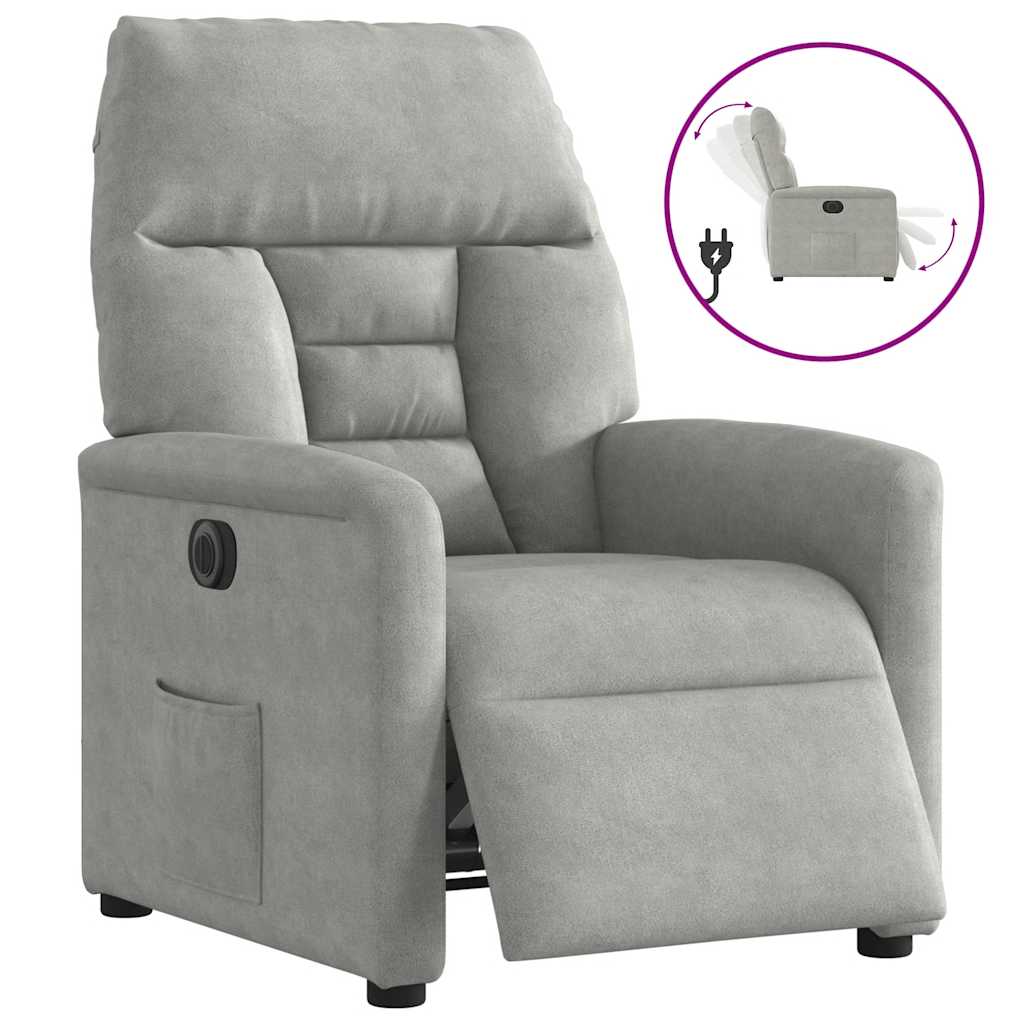 Fauteuil inclinable électrique gris clair tissu microfibre