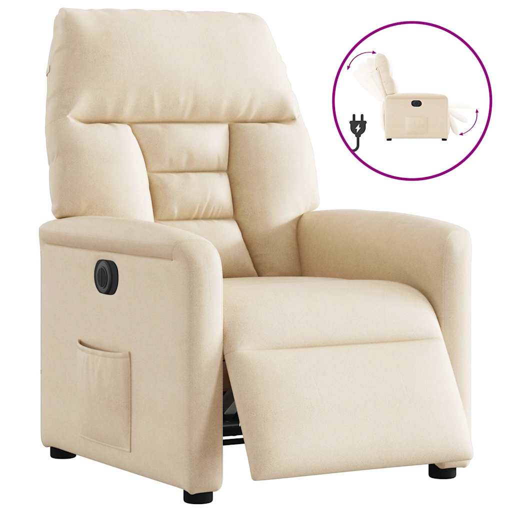 Fauteuil inclinable électrique beige tissu microfibre