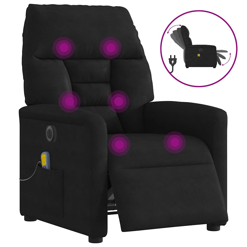 Fauteuil inclinable de massage électrique noir tissu microfibre