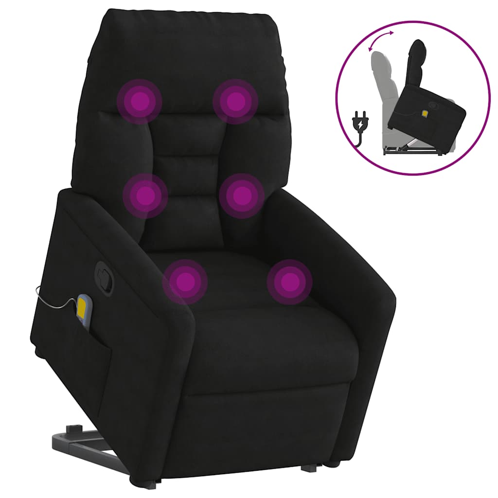 Fauteuil inclinable de massage noir tissu microfibre