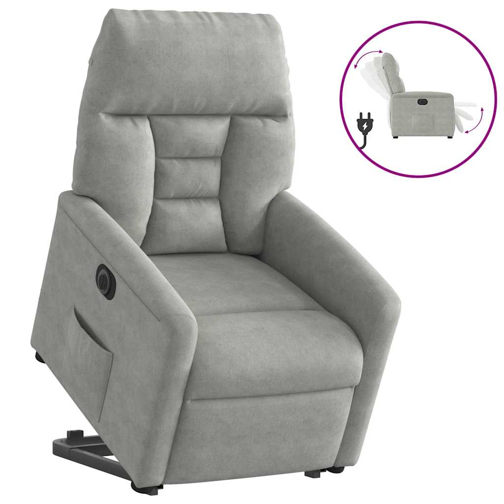Fauteuil inclinable électrique gris clair tissu microfibre