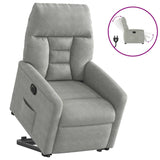 Fauteuil inclinable électrique gris clair tissu microfibre
