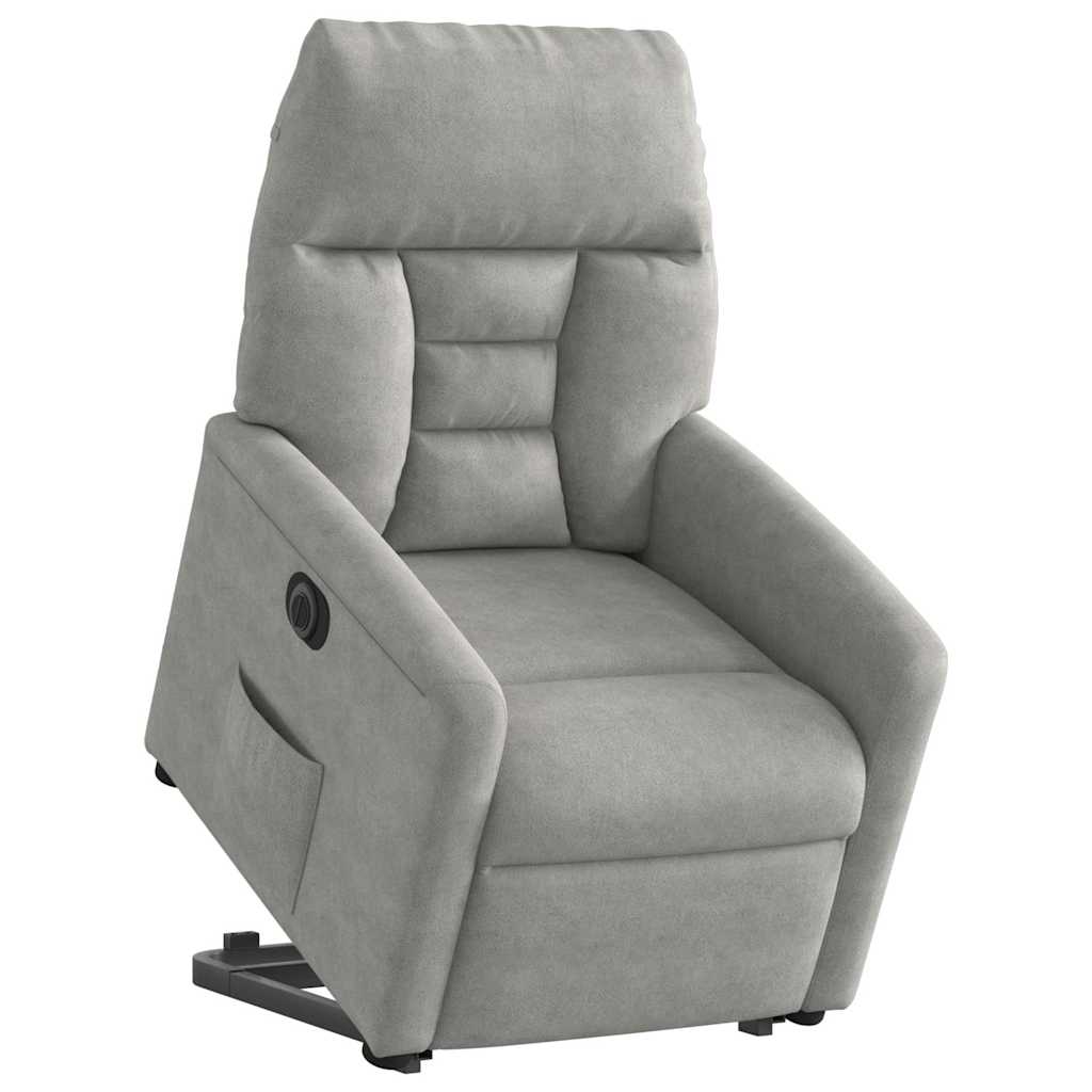 Fauteuil inclinable électrique gris clair tissu microfibre