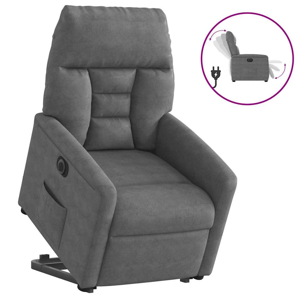 Fauteuil inclinable électrique gris foncé tissu microfibre