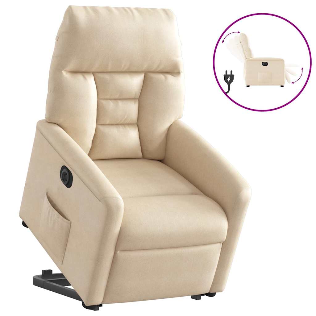 Fauteuil inclinable électrique beige tissu microfibre