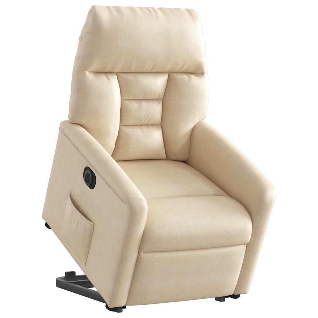 Fauteuil inclinable électrique beige tissu microfibre