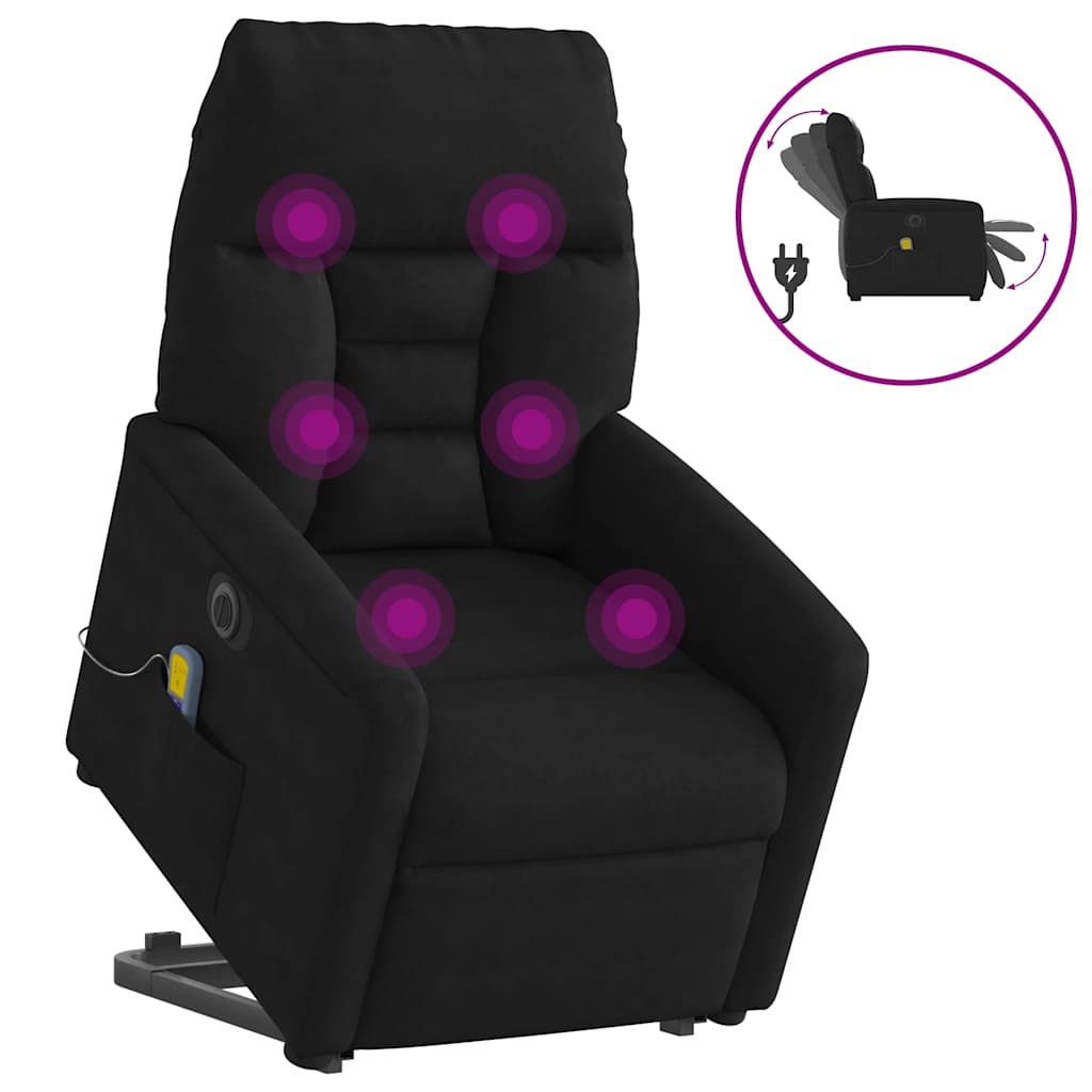 Fauteuil inclinable de massage électrique noir tissu microfibre