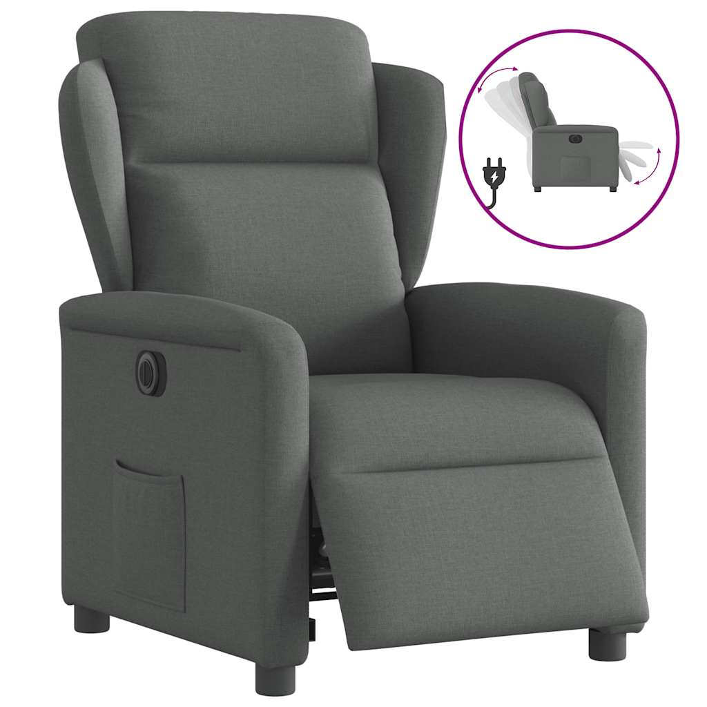 Fauteuil inclinable électrique Gris foncé Tissu