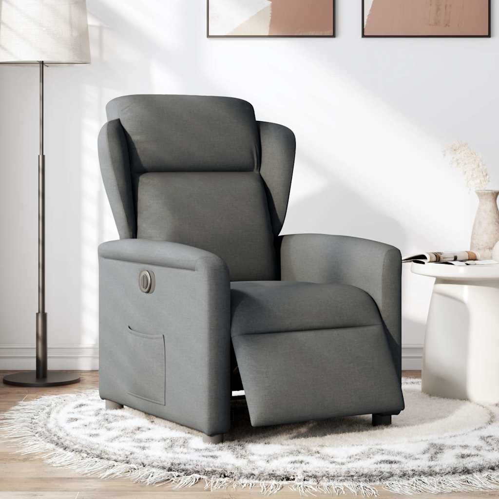 Fauteuil inclinable électrique Gris foncé Tissu