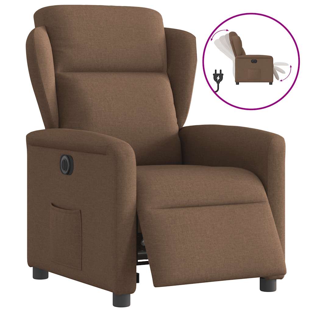 Fauteuil inclinable électrique Marron Tissu